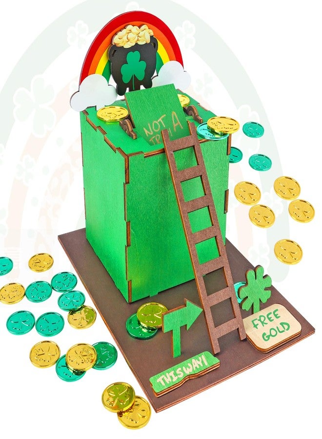 RGJ St Patrick's Day Leprechaun Trap Kit for Kids, Wooden DIY Leprechaun Trap Craft Kit to Catch A Leprechaun, St Patrick's Day Decorations for Kids Party Supplies (Finished Painted) - Image 1